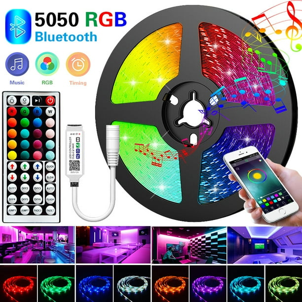 Bluetooth Control LED Strip Light 5M 16ft RGB 3528 SMD Flexible Ribbon Power 12V Bluetooth Control LED Strip Light 5M 16ft RGB 3528 SMD Flexible Ribbon Power 12V